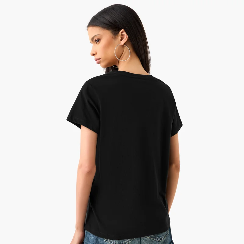 SP Characters Nirvana Print Crew Neck T-shirt with Short Sleeves