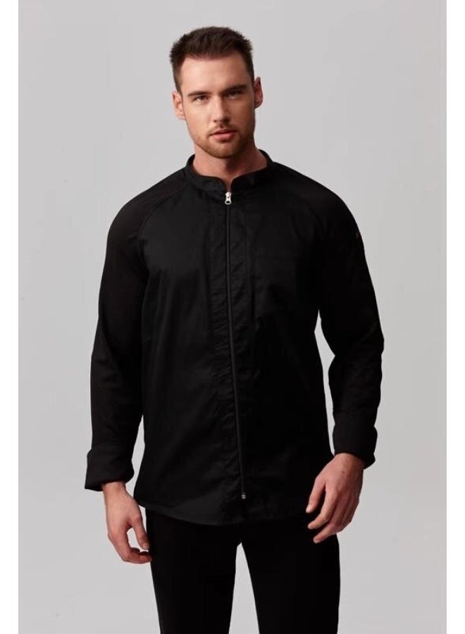 NIBEMINENT Men's long and short sleeved chef's uniforms, summer thin and breathable, restaurant and hotel baking quick-drying chef's work clothes, women's  - Image 1