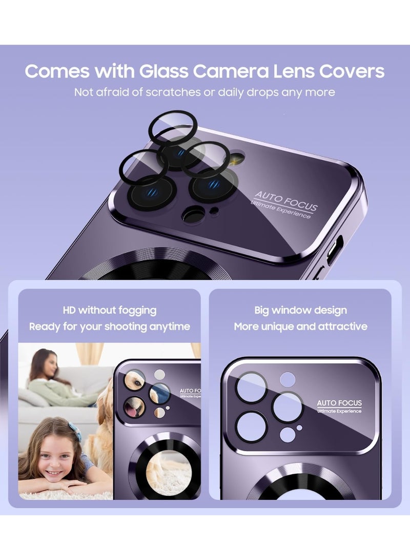 Stylish Large Window Case for iPhone 16 Pro - Compatible with MagSafe Slim Matte Finish Shockproof Phone Case with Showcase, Full Camera Lens Protection, Anti-Fingerprint Dustproof TPU Cover (Purple) - Image 5