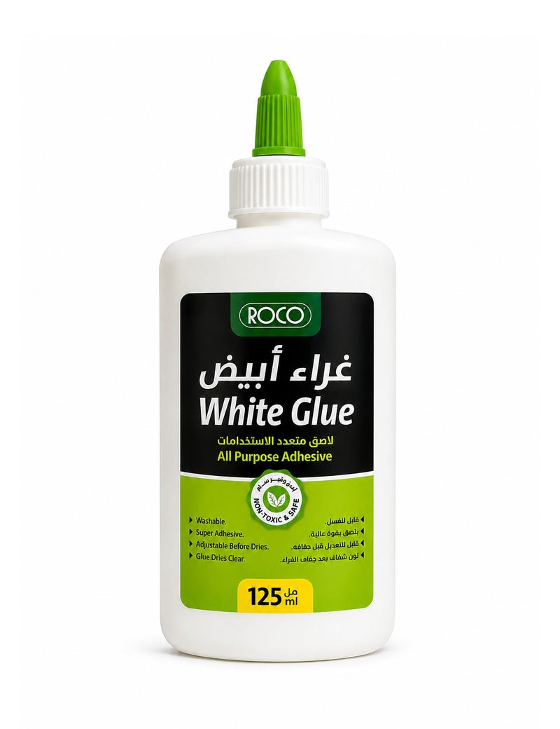 روكو غراء سائل أبيض متعدد الاستخدامات من روكو 125 مل – رابطة قوية، يجف بشفافية، آمن وغير سام، مثالي للمدرسة والمكتب والأعمال اليدوية - Image 1