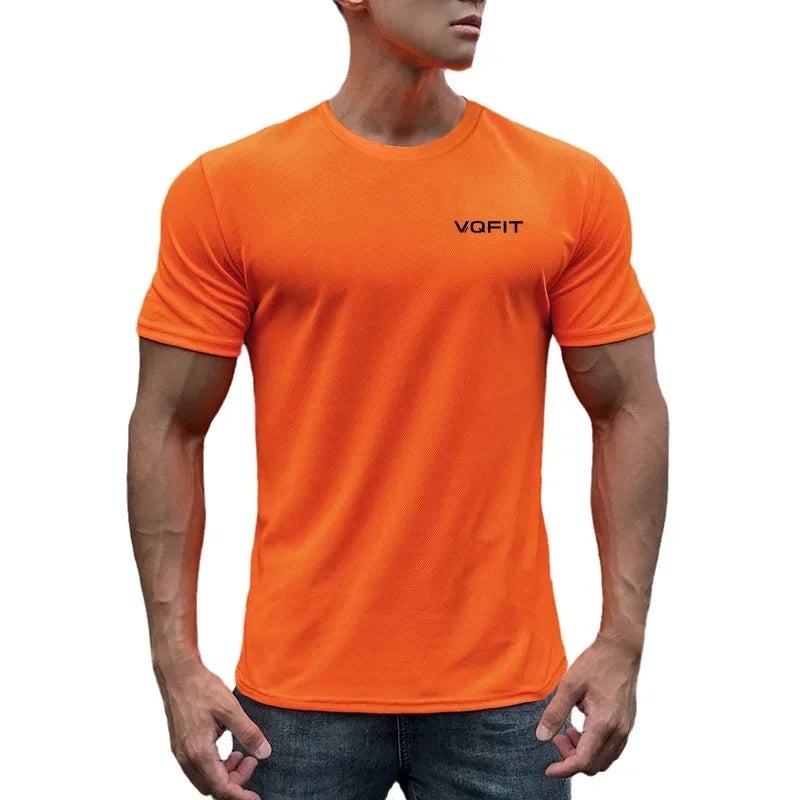 Sports short-sleeved men''s T-shirt fitness quick-drying mesh summer muscle rolling iron bodybuilding training bottoming shirt foreign trade - Image 5