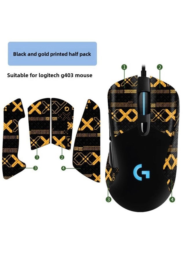 Anti-slip Mouse Sticker Logitech G403 G603 G703 Special Sweat-absorbent Sticker Hero CF/LOL Sticker Protective Film-Color: Black Gold Printing 1 ] - Image 1