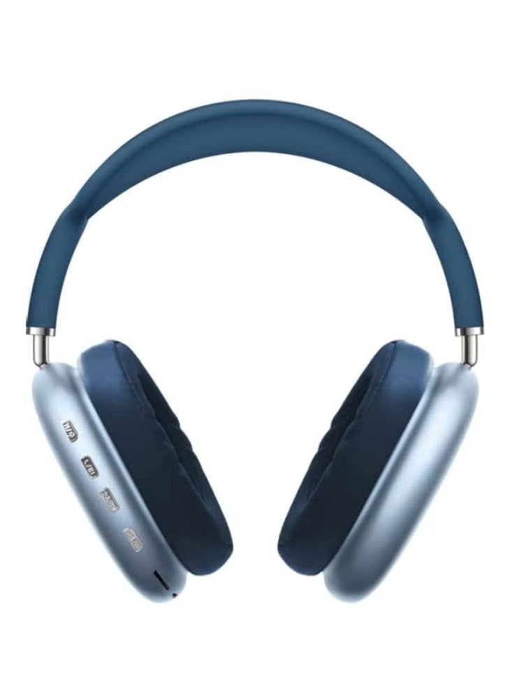 Dream Zone P9 Bluetooth Wireless Headset Over-Ear Headphone With Mic Blue/Silver - Image 1