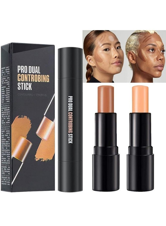KARNAR 2 Colors Cream Contour Sticks Makeup Kit, Primer Face Highlighter Contouring for Beginners, Highlight and Contour Kit, Cream Concealer Makeup Blur Stick, Primer Face Corrector 3# - Image 1