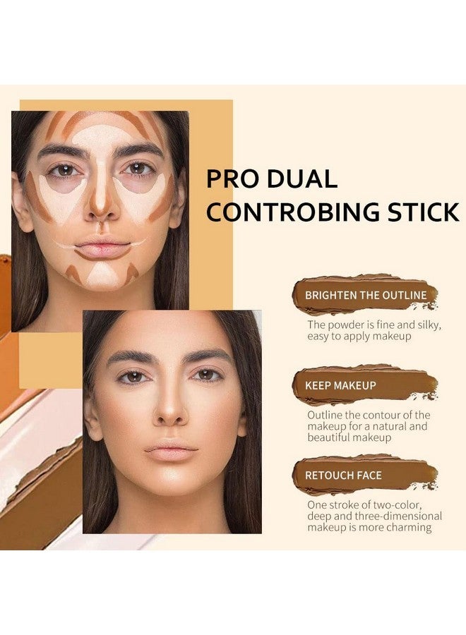 KARNAR 2 Colors Cream Contour Sticks Makeup Kit, Primer Face Highlighter Contouring for Beginners, Highlight and Contour Kit, Cream Concealer Makeup Blur Stick, Primer Face Corrector 3# - Image 2