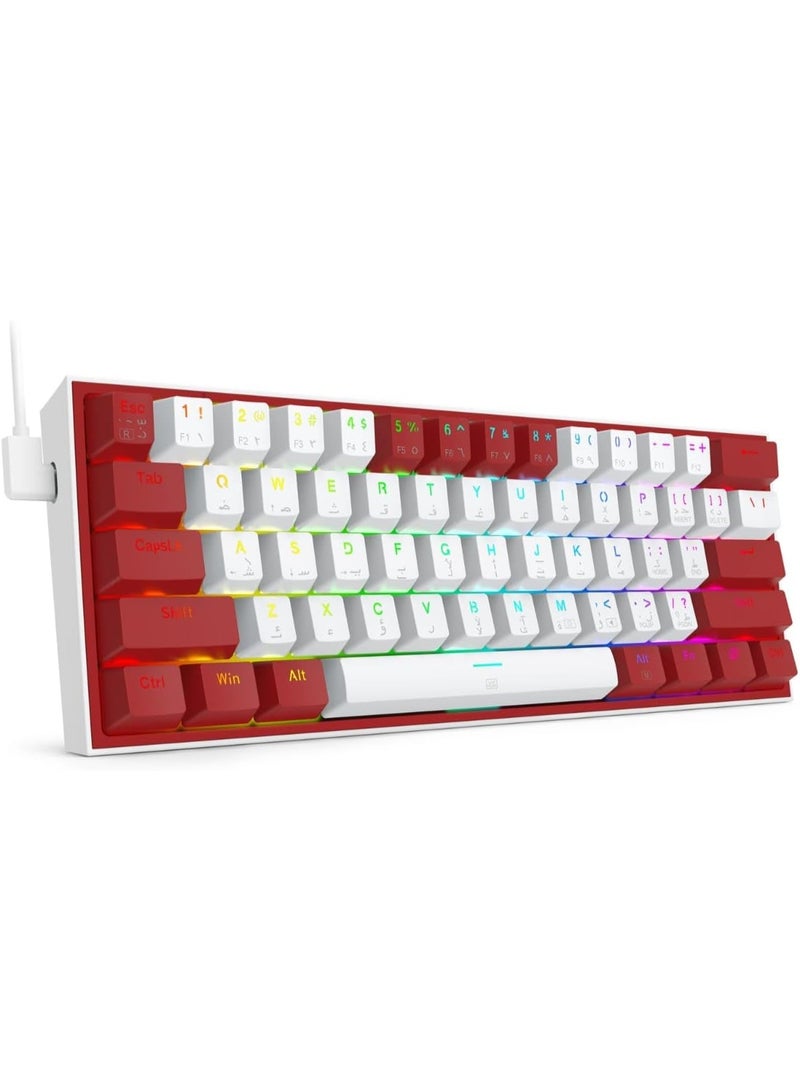 Redragon K617 Phase 60% Wired Mechanical Keyboard, Red Switches, Non-Slip Stand, Vibrant RGB, Hot Swappable, 20 Presets, Detachable Type-C Cable, English Layout (White - Red) - Image 3