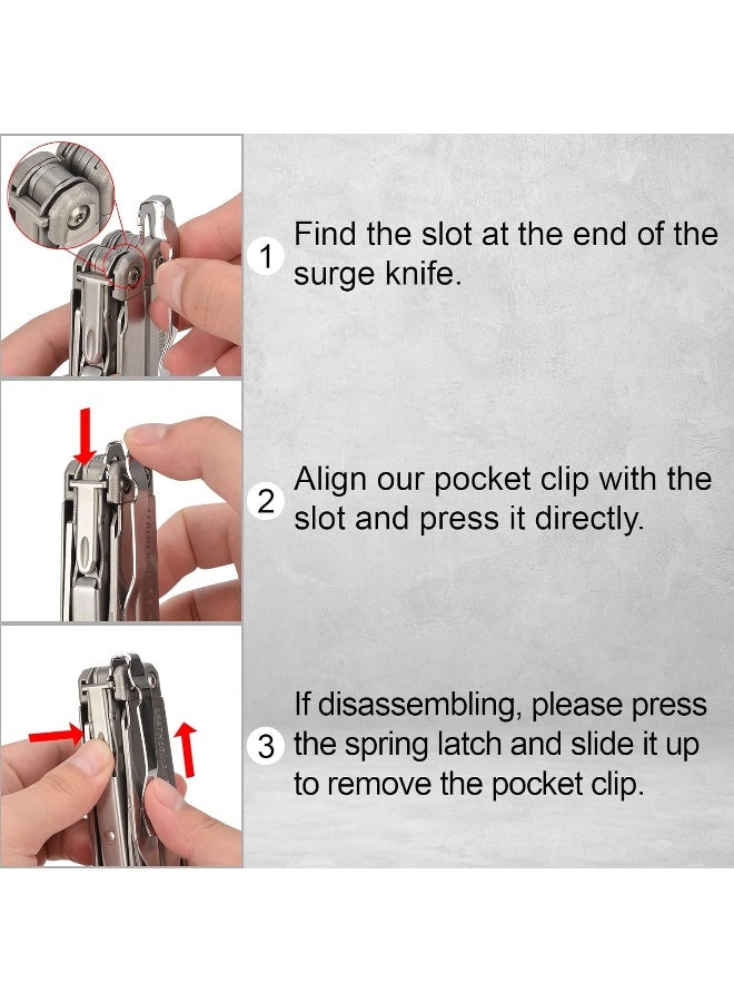 iGuerburn Pocket Clips for Leatherman Surge, Surge Pocket Clip as Leatherman Surge Accessories - (Not for Other Leatherman Models) - Silver  - Image 2