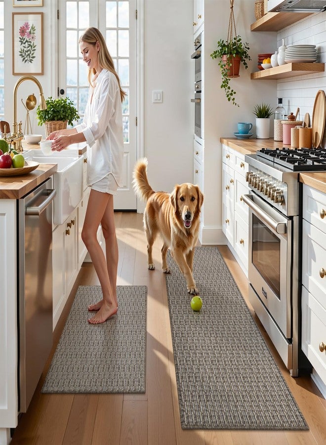 U'Artlines Kitchen Rugs and Mats Set of 2, Non Skid Washable Multicolored Farmhouse Kitchen Mats for Floor, Absorbent and Stain Resistant Floor Mat for Laundry, Sink Decor 20x32+20x59(Beige) - Image 5
