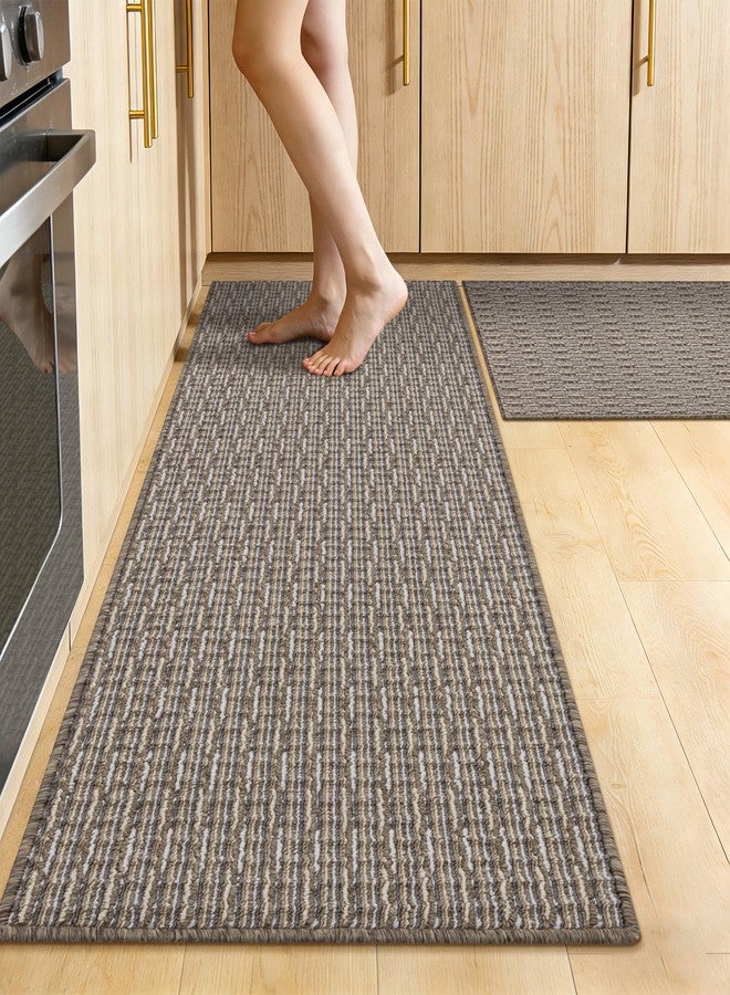 U'Artlines Kitchen Rugs and Mats Set of 2, Non Skid Washable Multicolored Farmhouse Kitchen Mats for Floor, Absorbent and Stain Resistant Floor Mat for Laundry, Sink Decor 20x32+20x59(Beige) - Image 1