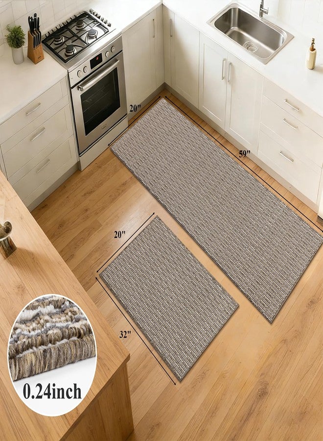 U'Artlines Kitchen Rugs and Mats Set of 2, Non Skid Washable Multicolored Farmhouse Kitchen Mats for Floor, Absorbent and Stain Resistant Floor Mat for Laundry, Sink Decor 20x32+20x59(Beige) - Image 2
