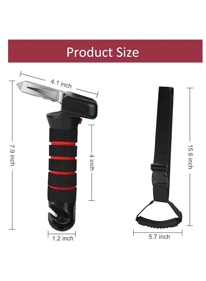 عام مقبض دعم السيارة، مقبض مساعدة السيارة 4 في 1، عوامة تعتمد عليها لمساعدة المشي، مقبض الباب، عصا المشي، مقبض القبض، شريط التقاط، مع فلاش إضاءة LED، قاطع حزام الأمان، مقبض السلامة للمساعدة في الوقوف، من النايلون معدل للمساعدة في الوقوف، مقبض أمان للأشخاص الكبار. - Image 2