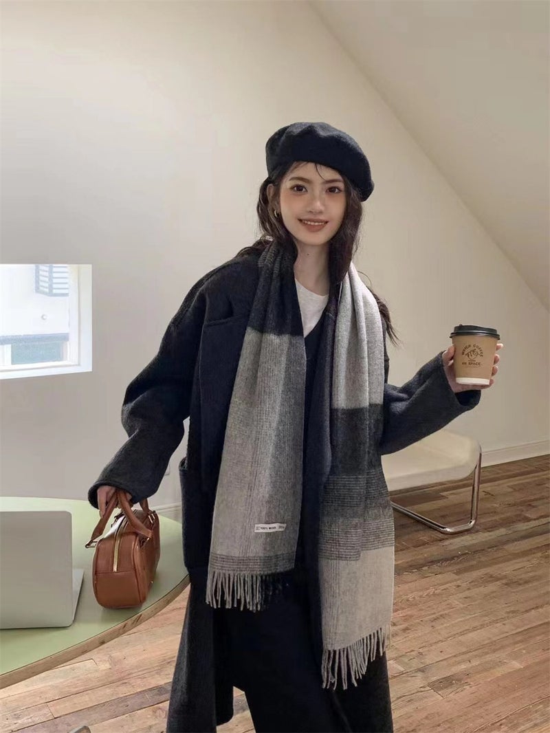 100% wool scarf plaid scarf 22# - Image 3