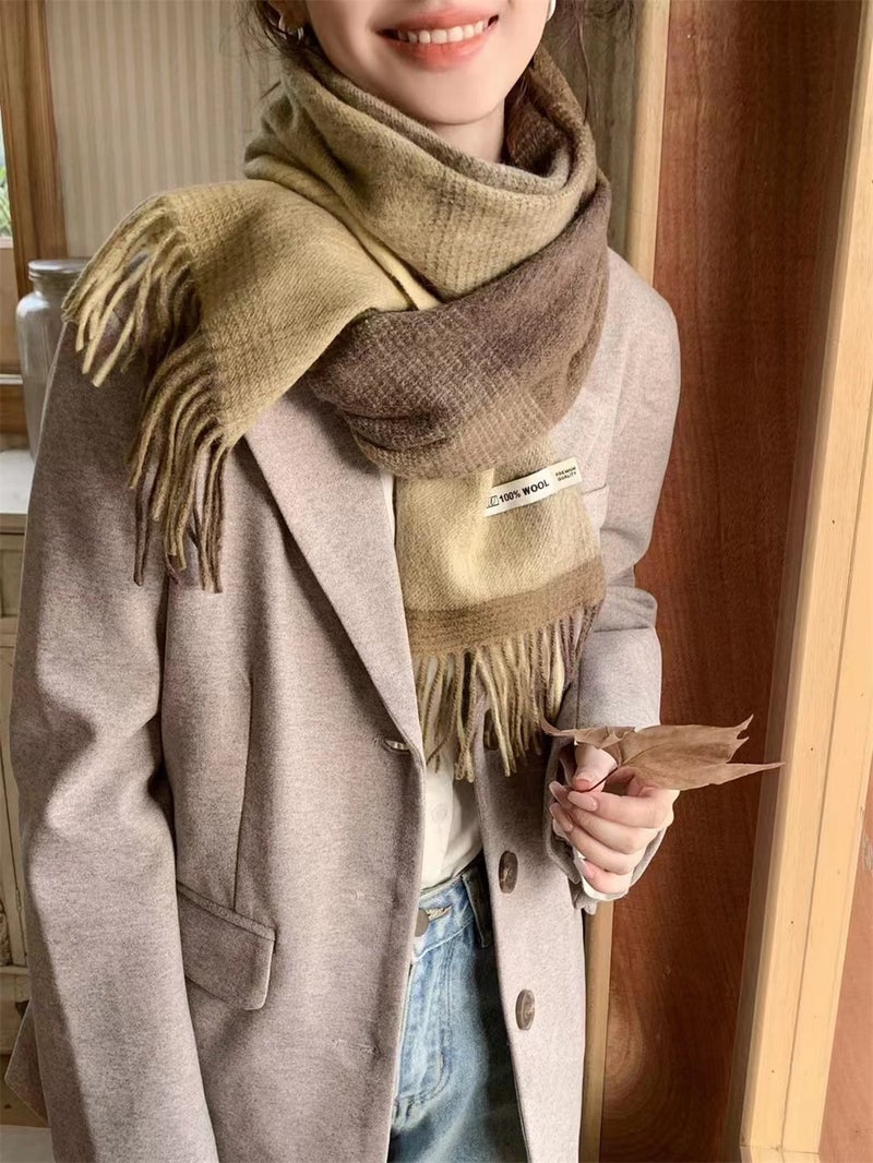 100% wool scarf plaid scarf 22# - Image 5