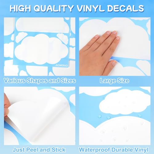 AOWDIAO Cloud Wall Decals - 40 Peel and Stick Clouds Stickers - Assorted Shapes and Sizes for Nursery, Bedroom, Classroom Decor - Image 4