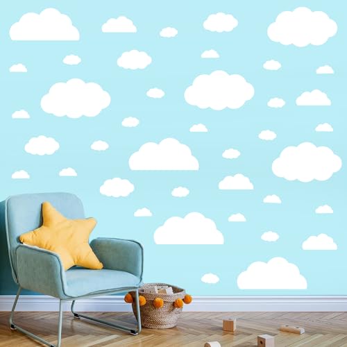 AOWDIAO Cloud Wall Decals - 40 Peel and Stick Clouds Stickers - Assorted Shapes and Sizes for Nursery, Bedroom, Classroom Decor - Image 1