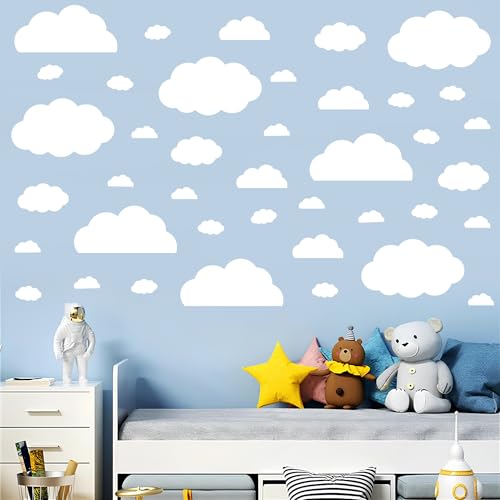 AOWDIAO Cloud Wall Decals - 40 Peel and Stick Clouds Stickers - Assorted Shapes and Sizes for Nursery, Bedroom, Classroom Decor - Image 5