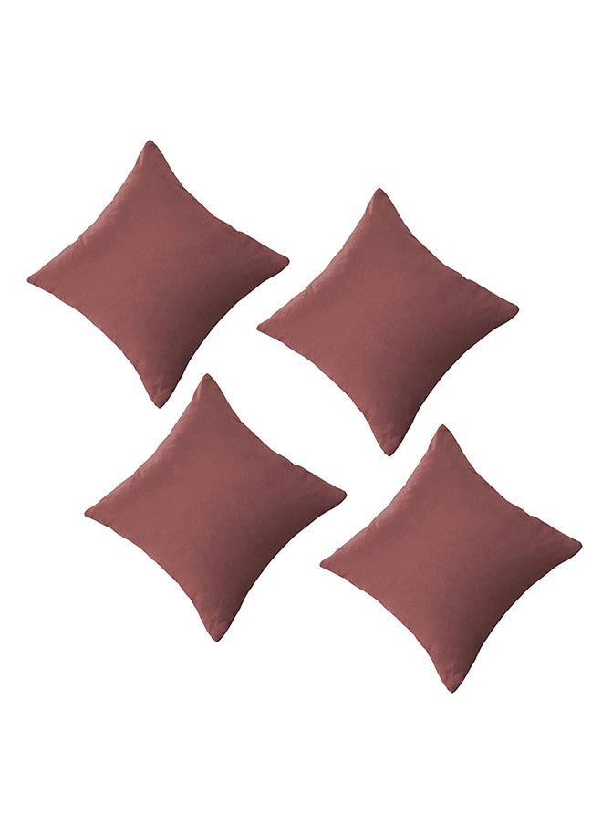 هاوس ون طقم 4 قطع مخده وسادة ديكور مربعة من المخمل الناعم بتصميم سادة وألوان جذابة  - 45x45 سم - Image 2