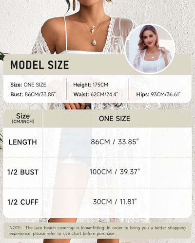 Bsubseach Lace Kimonos for Women 2025 Swim Cover Up Summer Beach Coverup Open Front Sheer Kimono Cardigan Black - Image 4