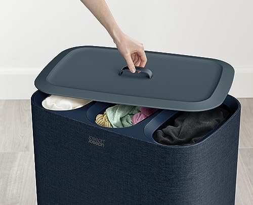 Joseph Joseph Tota Trio 90 liter238 gallon Laundry Hamper Separation Basket with lid 3 Removable Washing Bags with Handles Dark Blue - Image 3