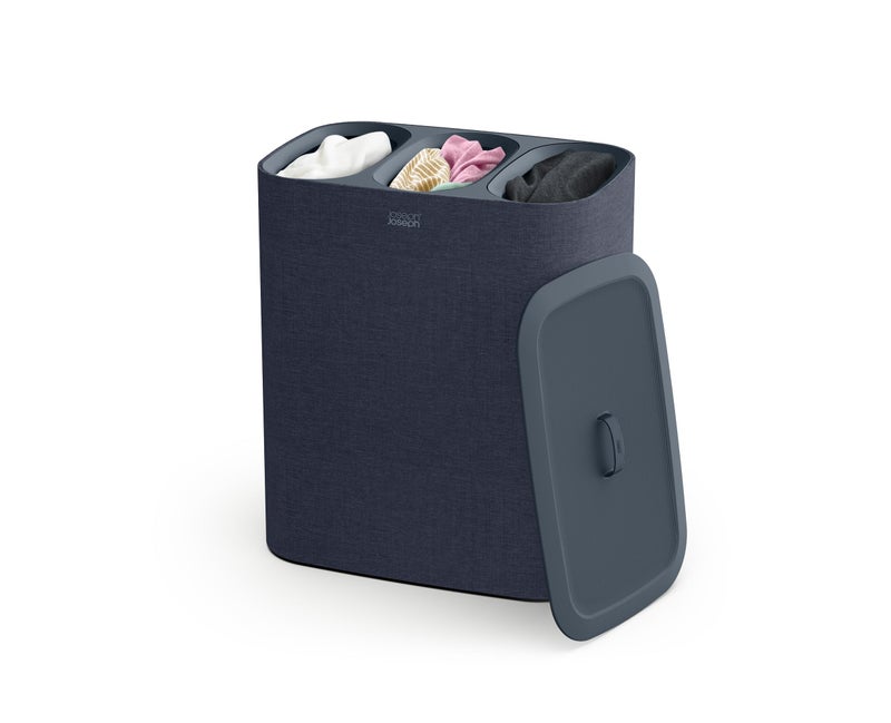 Joseph Joseph Tota Trio 90 liter238 gallon Laundry Hamper Separation Basket with lid 3 Removable Washing Bags with Handles Dark Blue - Image 2