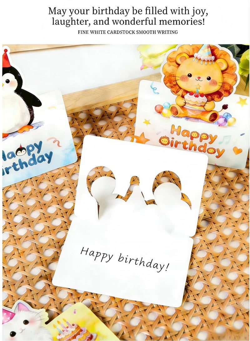 MOOCO 40PCS Birthday Cards,3D Animal Birthday Postcard,Birthday Party Greeting Card,Blessing Card, Greeting Birthday Cards Set for Family, Kids, Friends, Her /Him /Women/ Men,Cute - Image 2