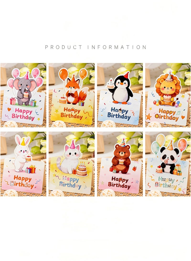 MOOCO 40PCS Birthday Cards,3D Animal Birthday Postcard,Birthday Party Greeting Card,Blessing Card, Greeting Birthday Cards Set for Family, Kids, Friends, Her /Him /Women/ Men,Cute - Image 3