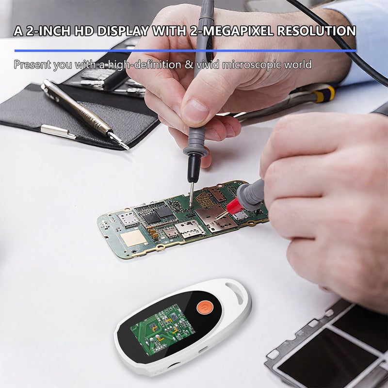 White Handheld Digital Microscope 500X 2 Inch IPS Screen Portable USB - Image 4
