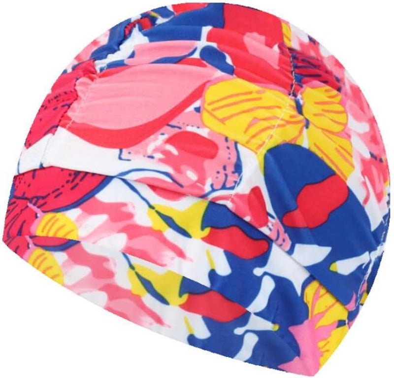 Ewandastore Colorful Pleated Nylon Cloth Swim Cap Large Swimming Cap Hot Spring Bathing Caps for Adult Men Women Long Hair - Image 1
