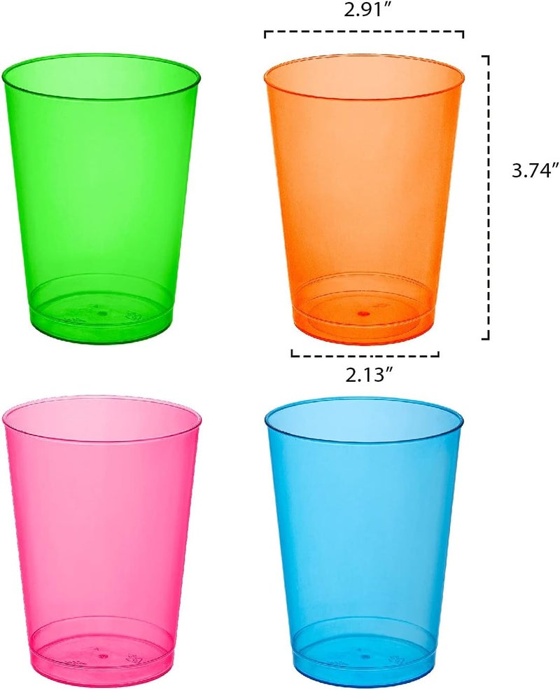 Party Essentials 50-Count Assorted Neon Plastic Cups - 10 Ounce - Image 2