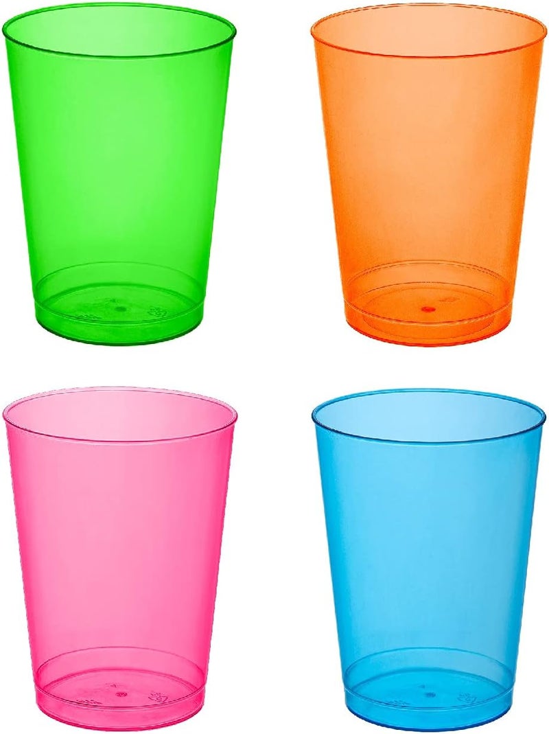 Party Essentials 50-Count Assorted Neon Plastic Cups - 10 Ounce - Image 1