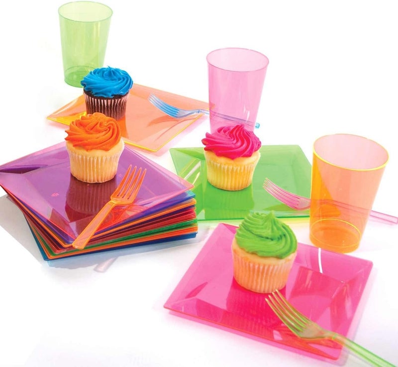 Party Essentials 50-Count Assorted Neon Plastic Cups - 10 Ounce - Image 4
