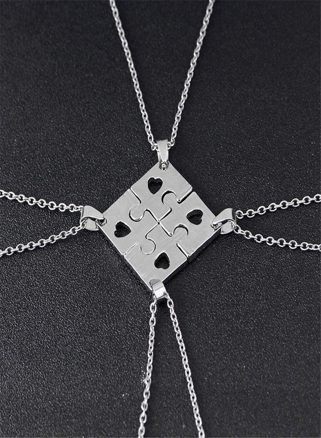 Sisadodo Best Friend Friendship Necklaces for 4, Best Friends Forever BFF Necklace Engraved Puzzle Friendship Pendant Charm Necklaces Set Christma Gift for Women Girls - Image 3