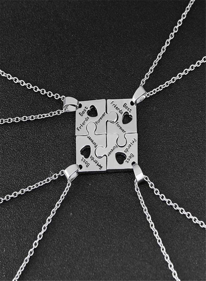 Sisadodo Best Friend Friendship Necklaces for 4, Best Friends Forever BFF Necklace Engraved Puzzle Friendship Pendant Charm Necklaces Set Christma Gift for Women Girls - Image 4