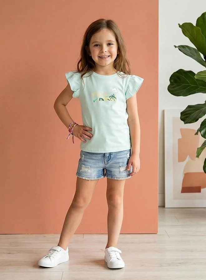 Babies & More Babies & More Toddler Girls Mint Short Sleeve T-Shirt