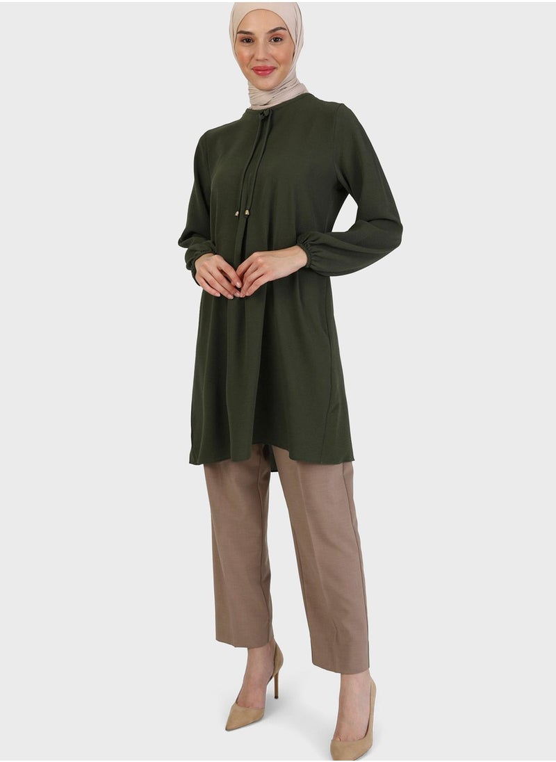 Tavin by Modanisa - Puff Sleeve Drawstring Tunic - Image 1