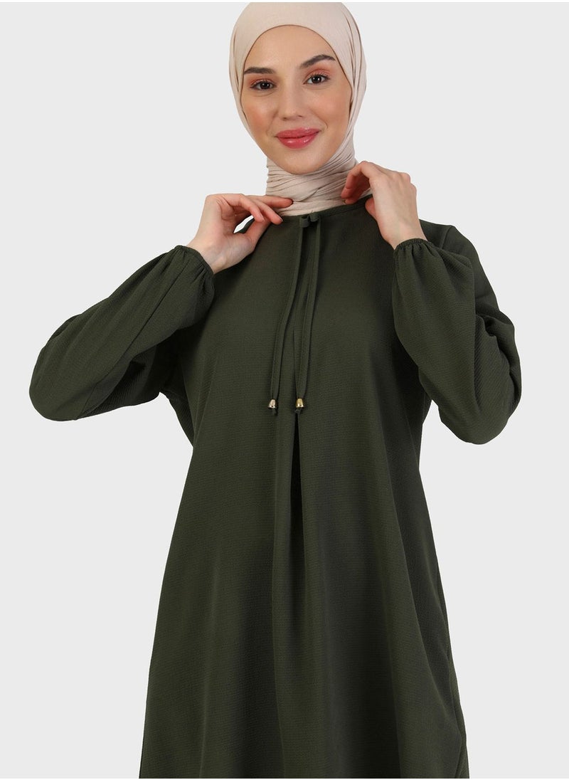 Tavin by Modanisa - Puff Sleeve Drawstring Tunic - Image 1