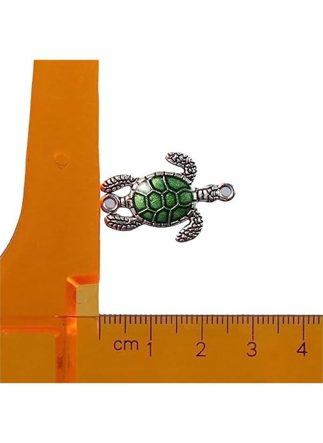 Generic 40Pcs Enamel Sea Turtle Pendant Links,Ocean Animal Tortoise Double Loops Metal Charms for DIY Jewelry Making Necklace Bracelet Earing Craft  - Image 2