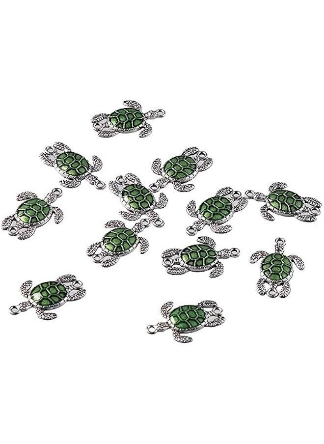 Generic 40Pcs Enamel Sea Turtle Pendant Links,Ocean Animal Tortoise Double Loops Metal Charms for DIY Jewelry Making Necklace Bracelet Earing Craft  - Image 1