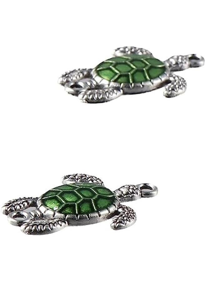 Generic 40Pcs Enamel Sea Turtle Pendant Links,Ocean Animal Tortoise Double Loops Metal Charms for DIY Jewelry Making Necklace Bracelet Earing Craft  - Image 5