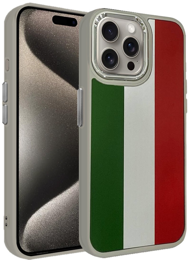For iPhone 15 Pro Case Hard PC Protective Cover – Slim Shockproof Back Cover with Raised edges Camera Protection - Italy Flag Titanium - Image 1