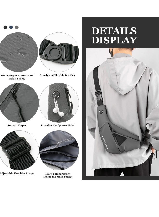 Generic Sling Bag Man Bag Crossbody, Mens Shoulder Crossbody Chest Bag Classic Sling Slim Backpack Multipurpose Daypack Left-hand - Image 3