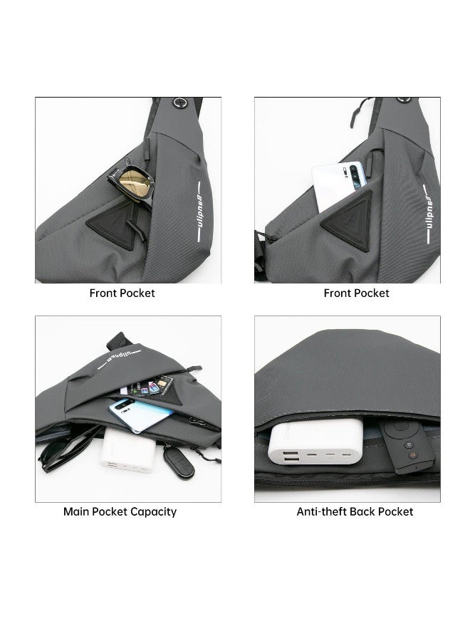 Generic Sling Bag Man Bag Crossbody, Mens Shoulder Crossbody Chest Bag Classic Sling Slim Backpack Multipurpose Daypack Left-hand - Image 2