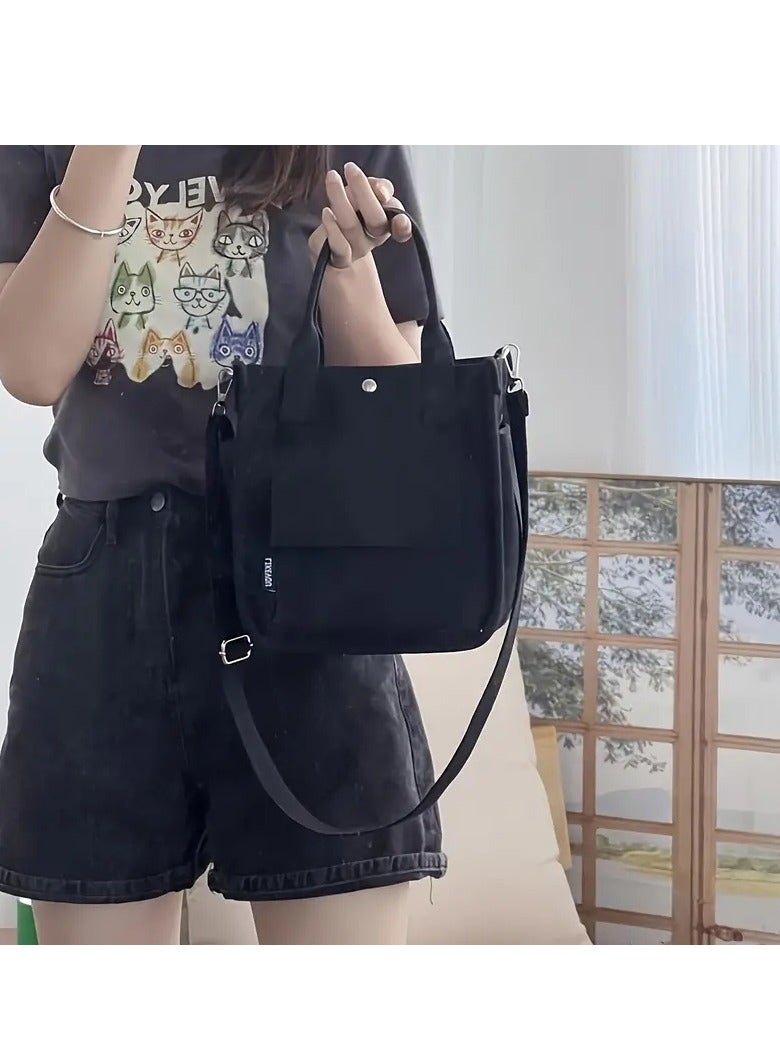 Minimalist Solid Color Square Satchel Bag, All-Match Top Handle Handbag For Daily Use, Commuter Bag With Multi Pockets (8.26'' * 5.11'' * 8.66'' ) - Image 1