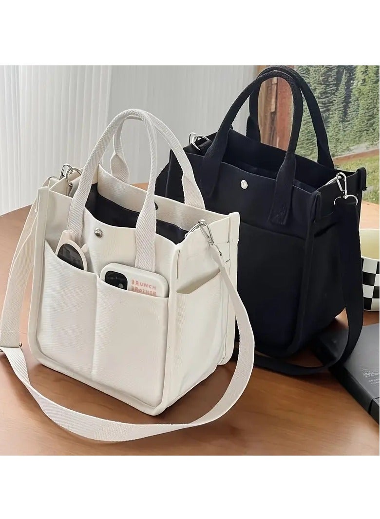 Minimalist Solid Color Square Satchel Bag, All-Match Top Handle Handbag For Daily Use, Commuter Bag With Multi Pockets (8.26'' * 5.11'' * 8.66'' ) - Image 3