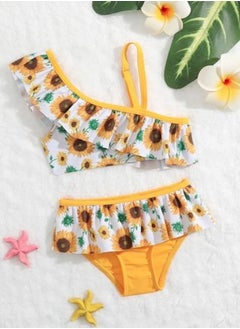 Shein Baby Sunflower Print Ruffle Neck Bikini Swimsuit - size 12-18 M  - Image 1