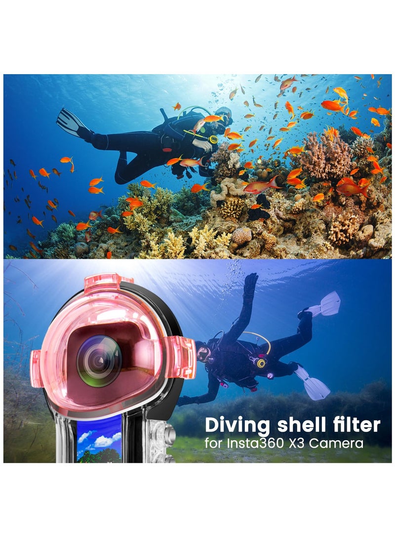 3 Pack for Insta360 X3 Official Waterproof Case Dive Filters - Red, Pink, Purple, Enhancing Underwater Video & Photography in Various Conditions, Color-Correcting Lens Accessories