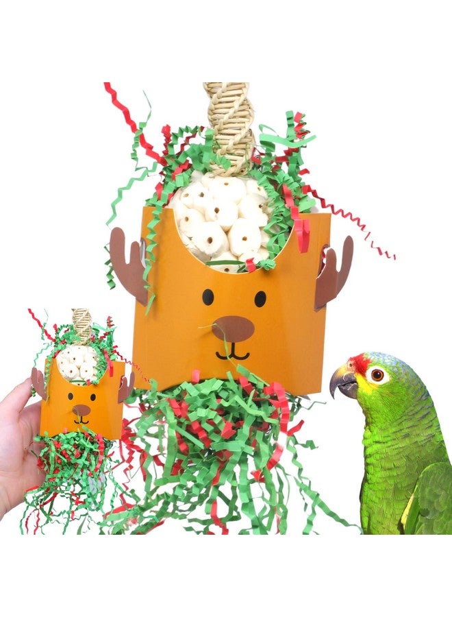 Bonka Bird Toys Bonka Bird Toys Christmas Xmas Santa Claus Reindeer Snowman Small Medium Chew Forage Shred Festive Holiday Season Cockatiel Parakeet Conure and Similar (2429 Christmas Reindeer) - Image 1
