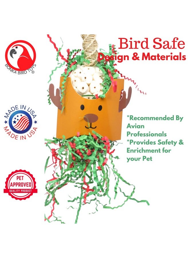 Bonka Bird Toys Bonka Bird Toys Christmas Xmas Santa Claus Reindeer Snowman Small Medium Chew Forage Shred Festive Holiday Season Cockatiel Parakeet Conure and Similar (2429 Christmas Reindeer) - Image 5