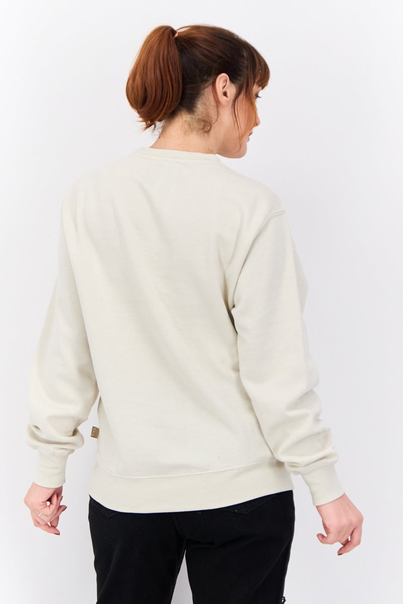 JUICE Women Crew Neck Solid Long Sleeves Sweatshirt, Off White - Image 3