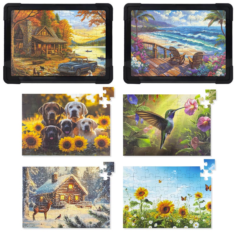 NZNDB 6 PCS 48 Large Piece Puzzles for Seniors Adults with Dementiam Activities for Seniors Alzheimers Products Activities for Elderly Adults Puzzle Gift for Patients in Nursing Home with 2 Photo Frames - Image 3